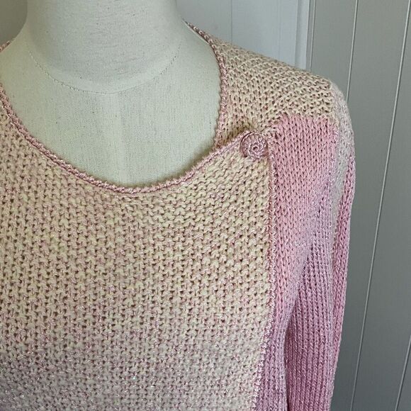 Vintage Nannell Women’s Small Pink Wool Rabbit Hair Blend Hand Knit Sweater - Picture 2 of 14